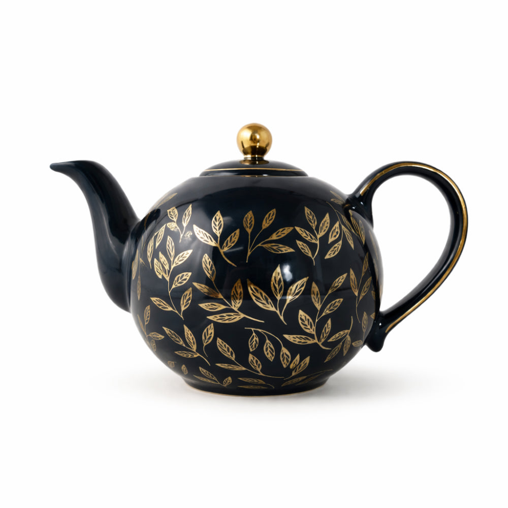 K&Co. Plumberry Series Porcelain Teapot - ETCHED LEAVES